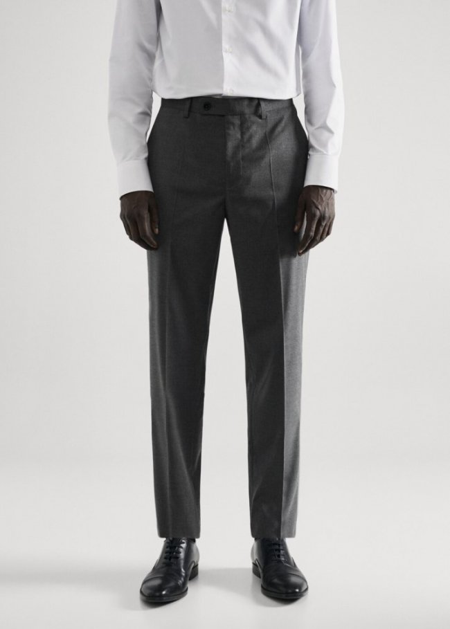 Mango Pantalón traje slim fit tejido comfort strech - Gris