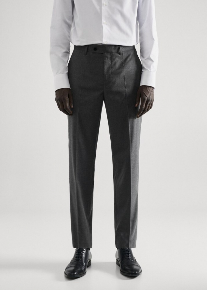 Mango Pantalón traje slim fit tejido comfort strech - Gris