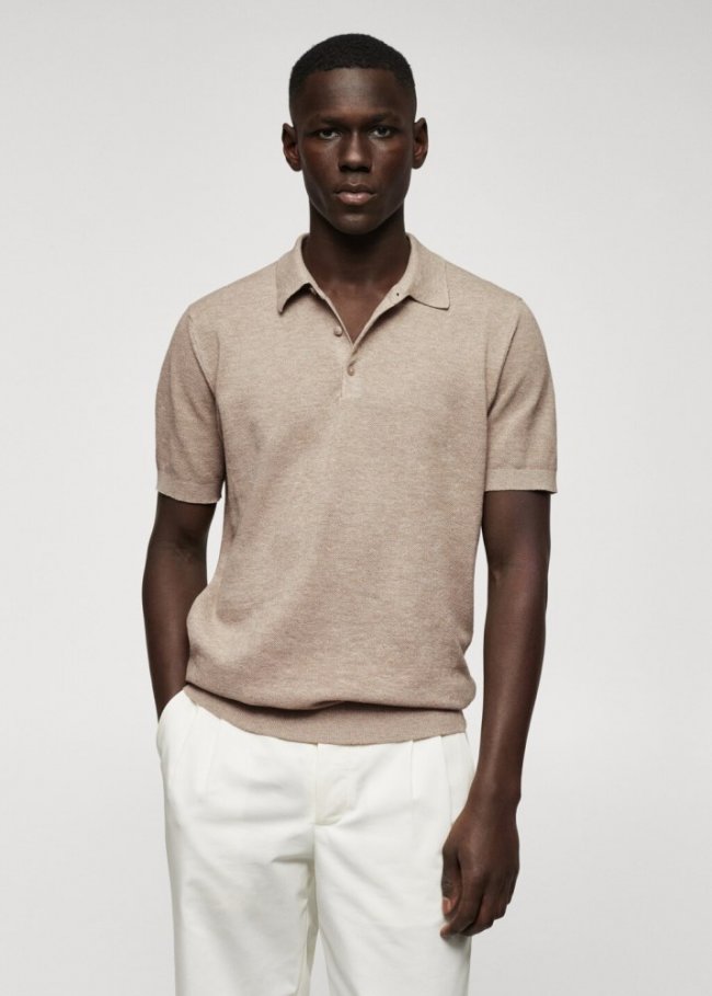 Mango Polo punto algodón - Arena