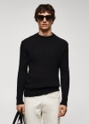 Mango Jersey mezcla lana canalé - Negro