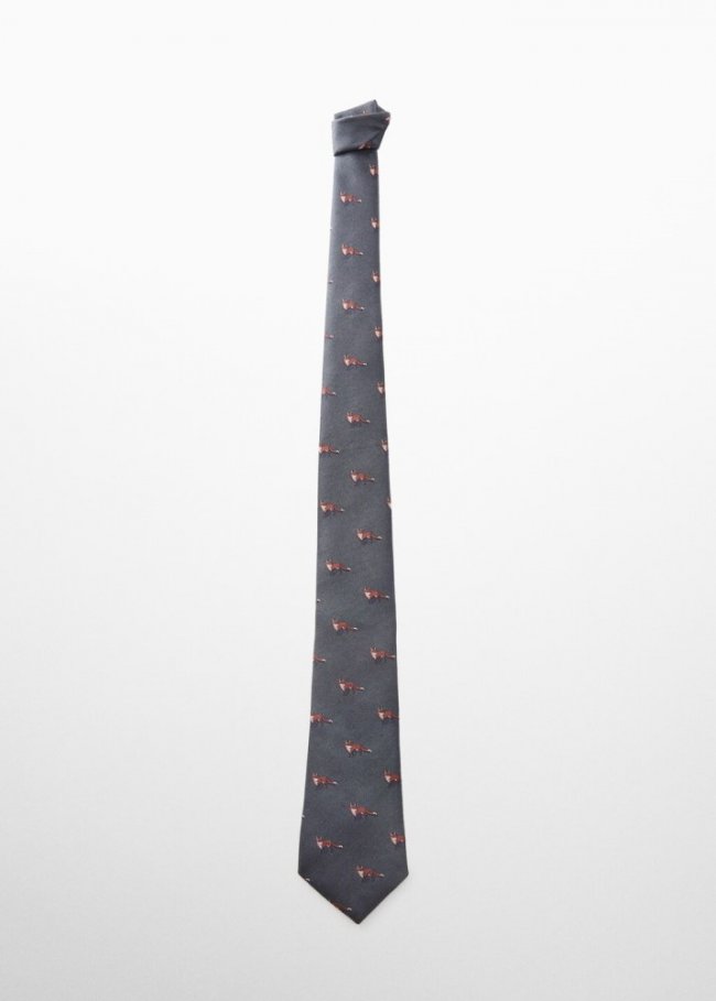 Mango Corbata estampado animales - Khaki