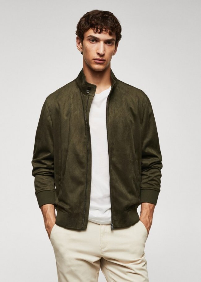 Mango Cazadora bomber efecto ante - Khaki
