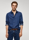 Mango Camisa slim fit chambray algodón - Azul oscuro