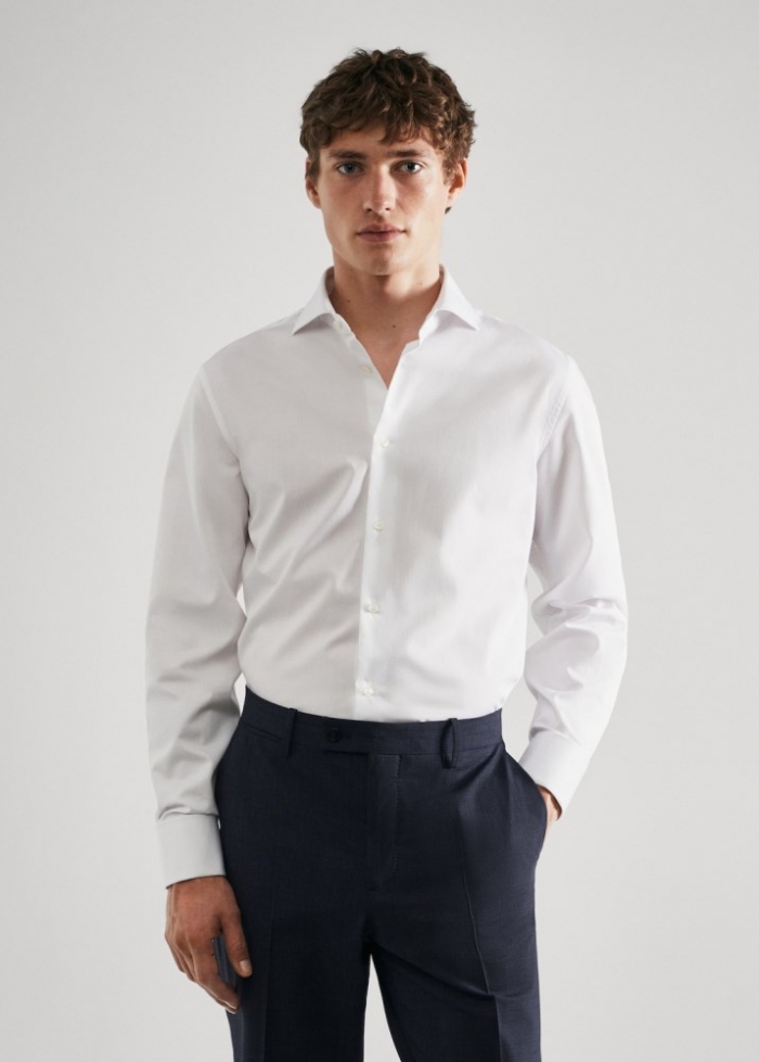 Mango Camisa traje regular fit gemelos - Blanco