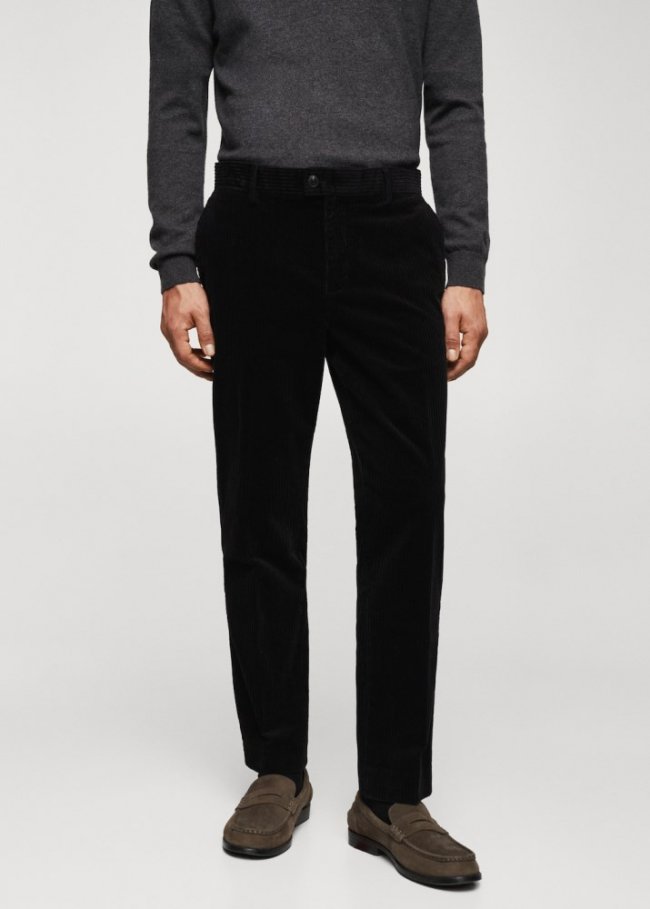 Mango Pantalón slim fit pana - Negro