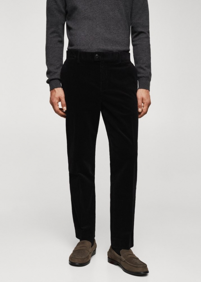 Mango Pantalón slim fit pana - Negro