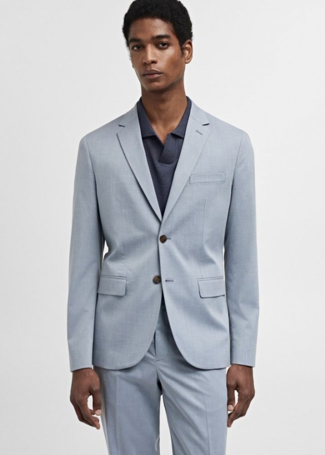 Mango Americana traje París super slim fit - Azul celeste