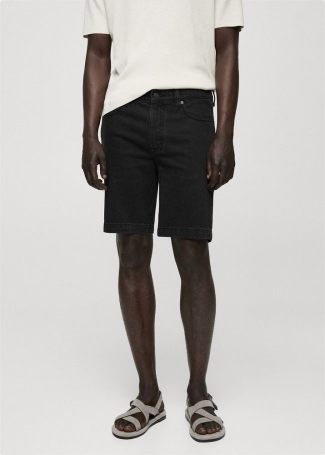 Mango Bermudas vaquera regular fit - Denim negro