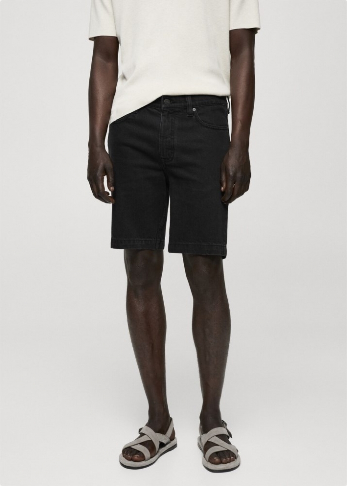 Mango Bermudas vaquera regular fit - Denim negro