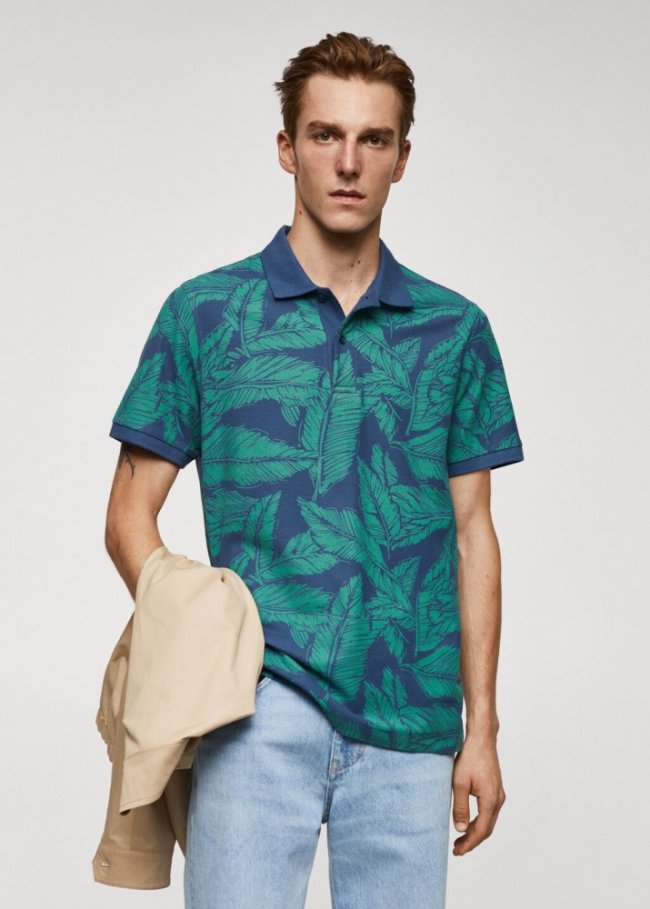 Mango Polo algodón estampado tropical - Verde