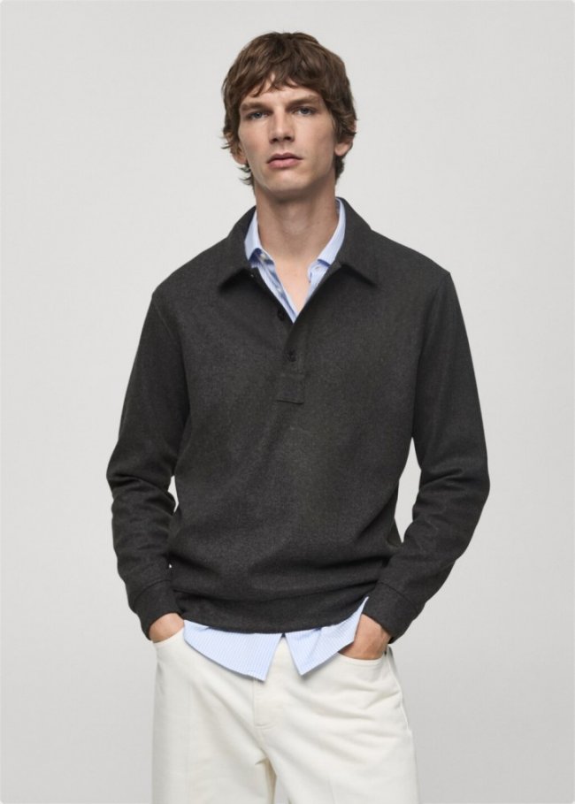 Mango Polo regular fit tejido sudadera - Gris antracita