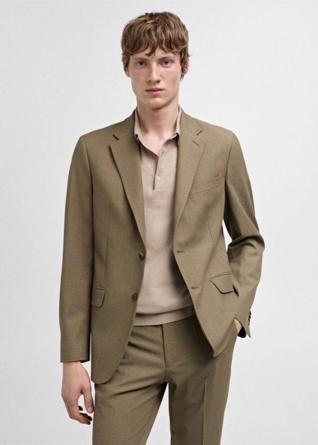 Mango Americana traje slim fit tejido comfort stretch - Verde