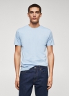 Mango Camiseta básica algodón lightweight - Azul celeste