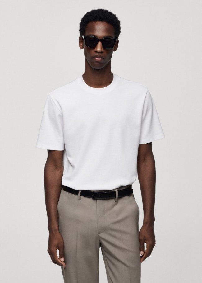 Mango Camiseta algodón transpirable - Blanco