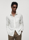 Mango Camisa classic fit 100% lino - Blanco