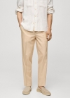 Mango Pantalón lyocell algodón pinzas - Vainilla