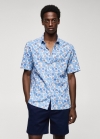 Mango Camisa algodón lino estampada - Azul
