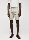 Mango Bermuda slim fit algodón microestampado - Beige