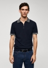 Mango Polo punto fino cremallera - Azul marino