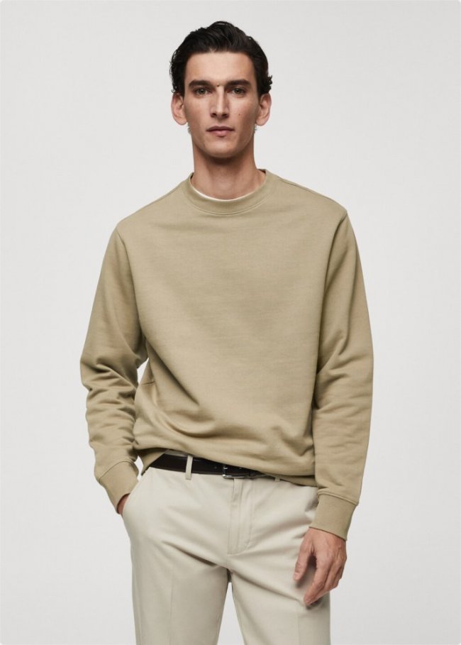 Mango Sudadera básica 100% algodón - Arena