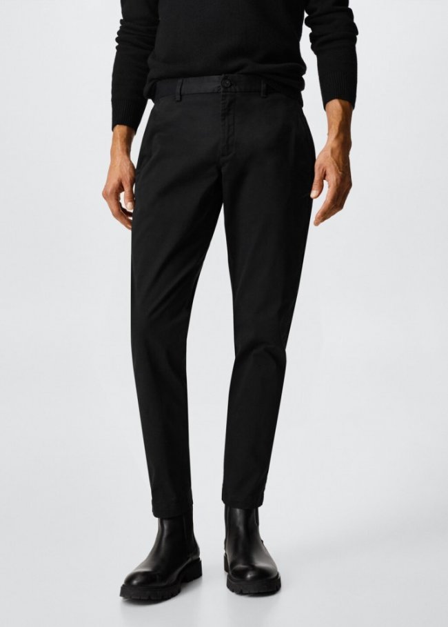 Mango Pantalón algodón tapered crop - Negro