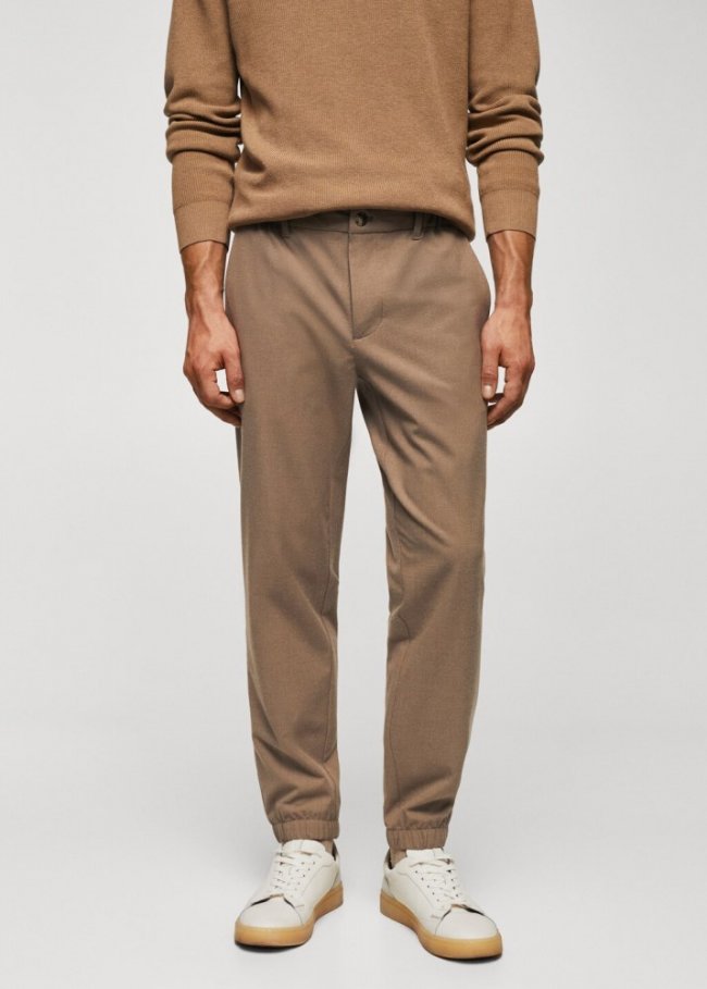 Mango Pantalón jogger slim fit cordón - Beige