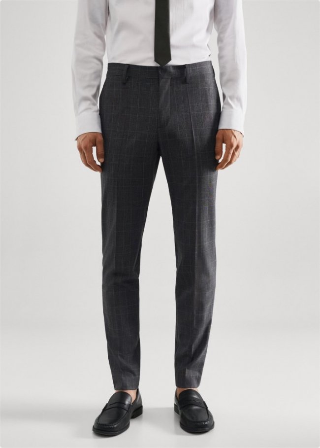 Mango Pantalón traje super slim fit cuadros - Gris medio