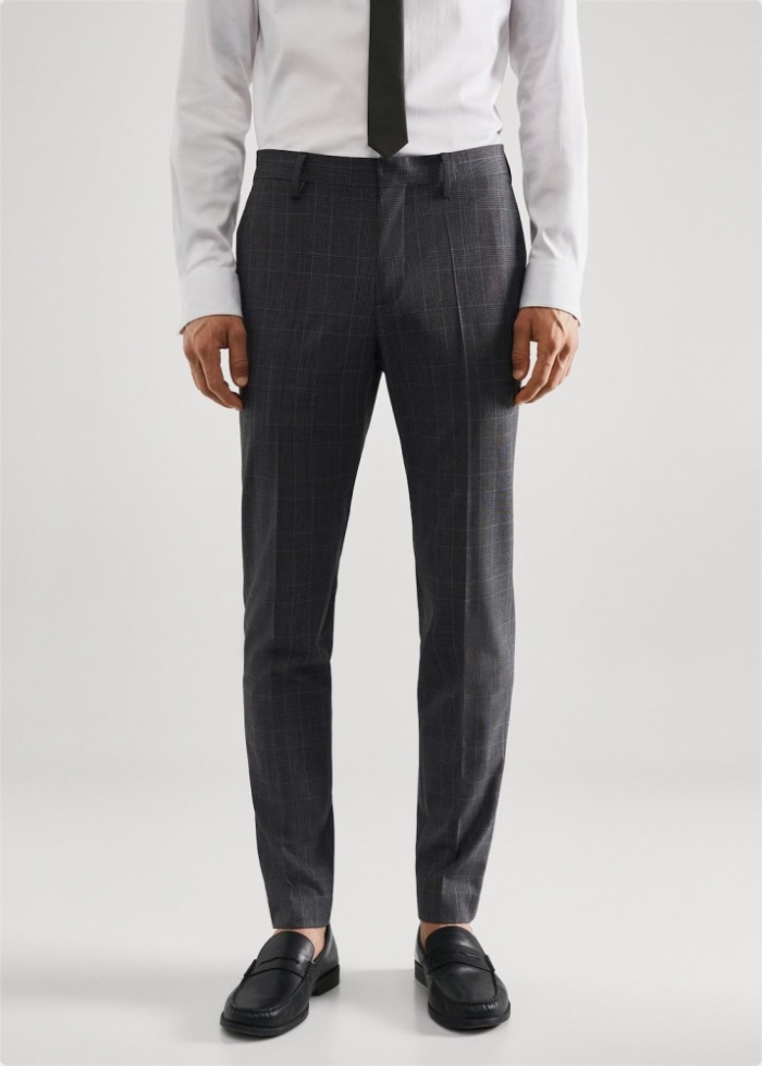 Mango Pantalón traje super slim fit cuadros - Gris medio