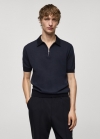 Mango Polo punto algodón cremallera - Azul marino oscuro
