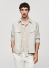 Mango Sobrecamisa 100% lino bolsillos - Arena
