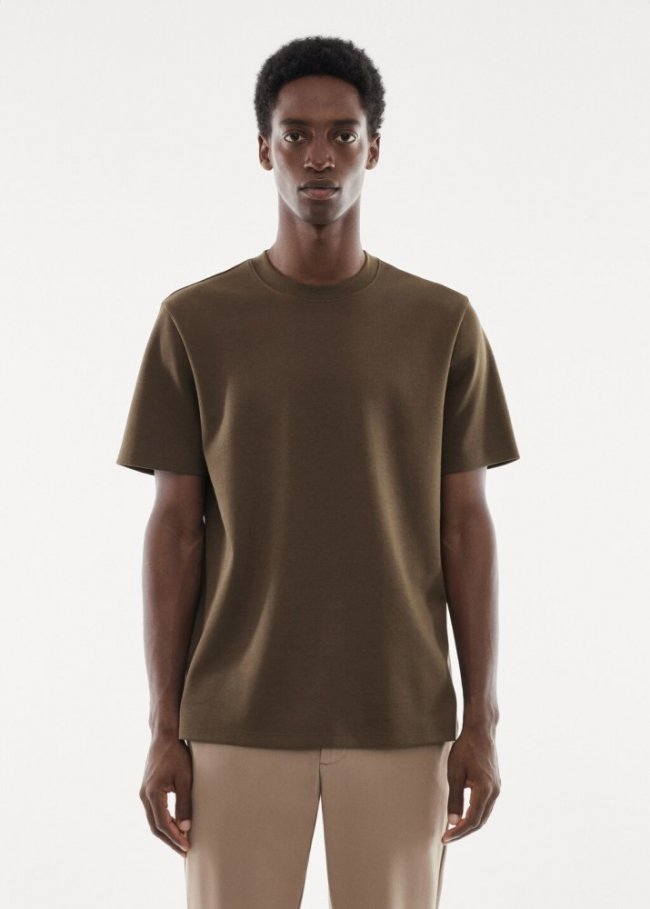 Mango Camiseta algodón transpirable - Verde medio