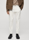 Mango Pantalón algodón tapered crop - Blanco