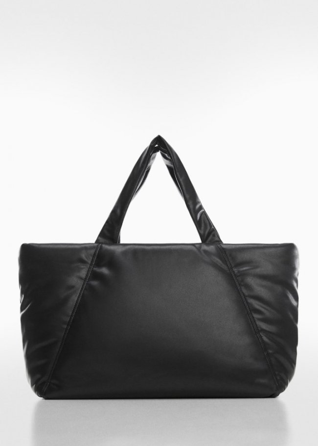 Mango Bolso shopper acolchado - Negro