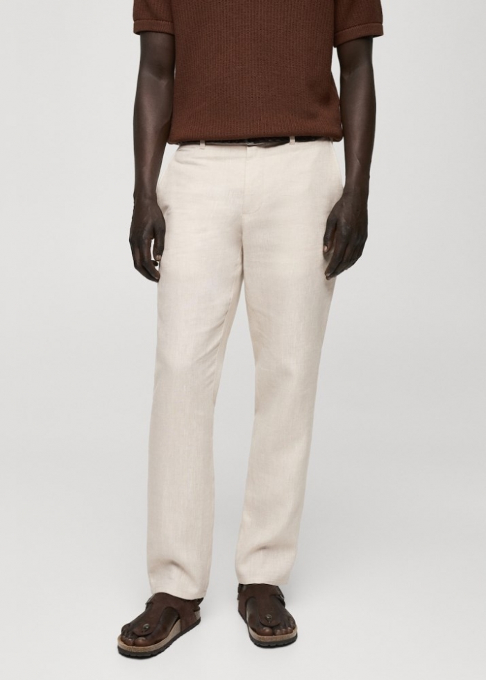 Mango Pantalón 100% lino slim fit - Crudo