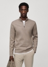 Mango Jersey cuello perkins cremallera - Gris visón
