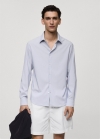 Mango Camisa slim fit rayas tejido stretch - Blanco