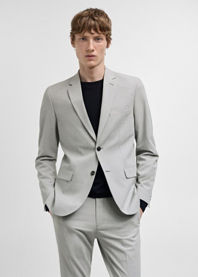 Mango Americana traje París super slim fit - Crudo