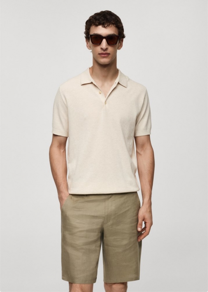 Mango Polo punto manga corta - Crudo