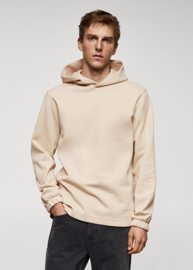Mango Sudadera algodón capucha - Beige