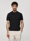 Mango Camiseta punto fino - Azul marino oscuro