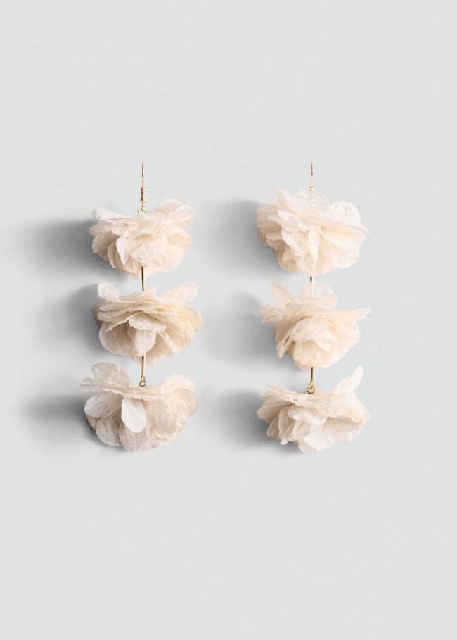 Mango Pendientes colgantes flores - Beige