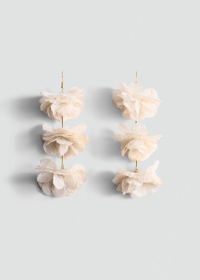 Mango Pendientes colgantes flores - Beige