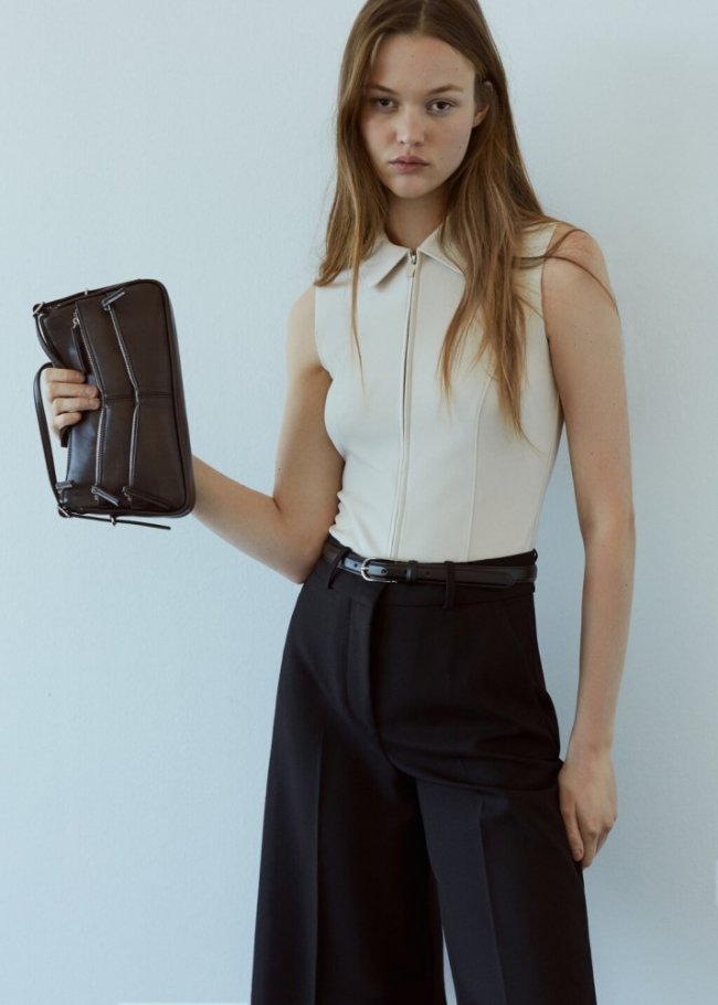 Mango Bolso hombro cremalleras - Gris antracita
