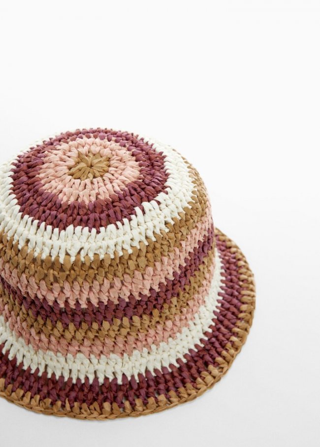 Mango Gorro bucket fibra natural - Marrón