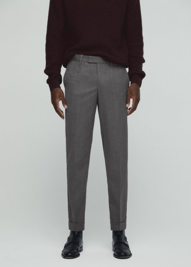 Mango Pantalón lana detalle pinzas - Gris