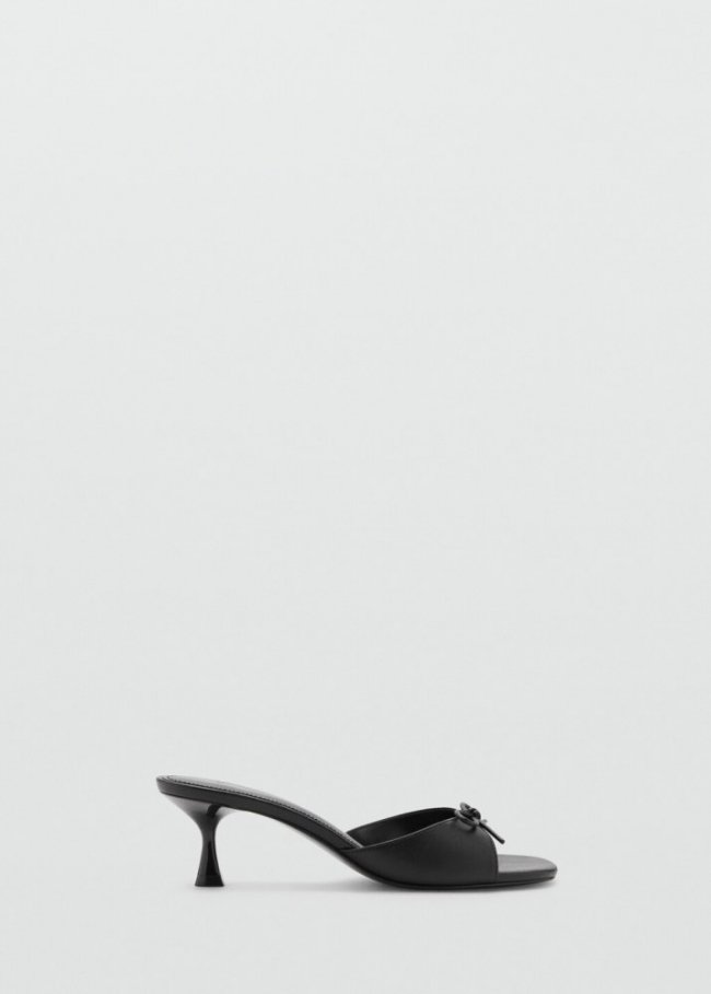 Mango Sandalia tacón lazo - Negro