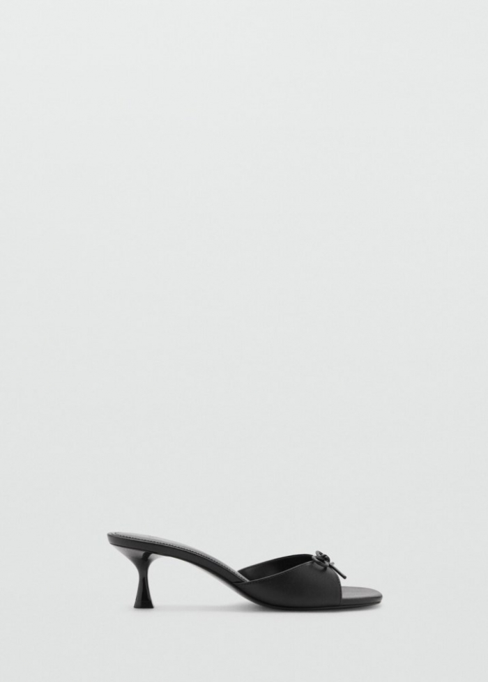 Mango Sandalia tacón lazo - Negro
