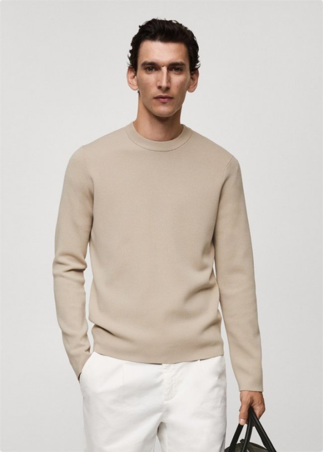 Mango Jersey punto medio regular fit - Beige