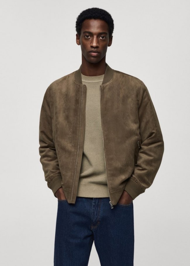 Mango Cazadora bomber efecto ante - Marrón medio