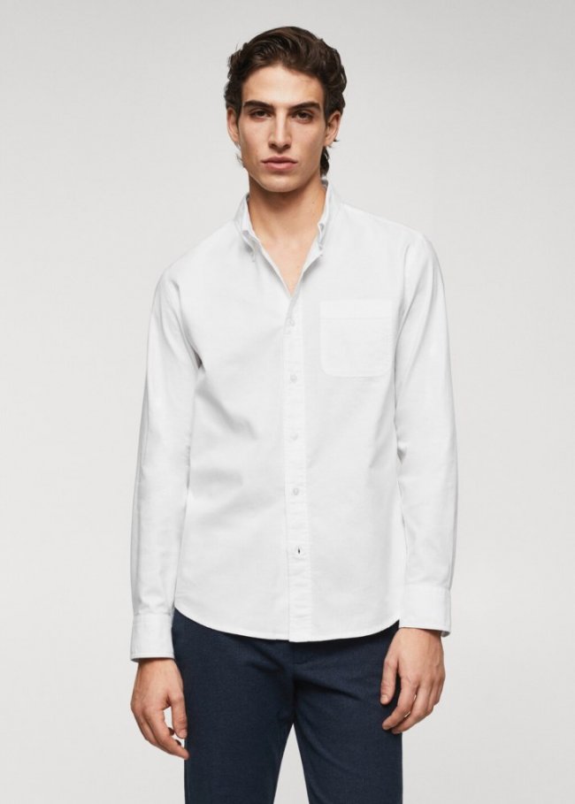 Mango Camisa regular fit Oxford algodón - Blanco